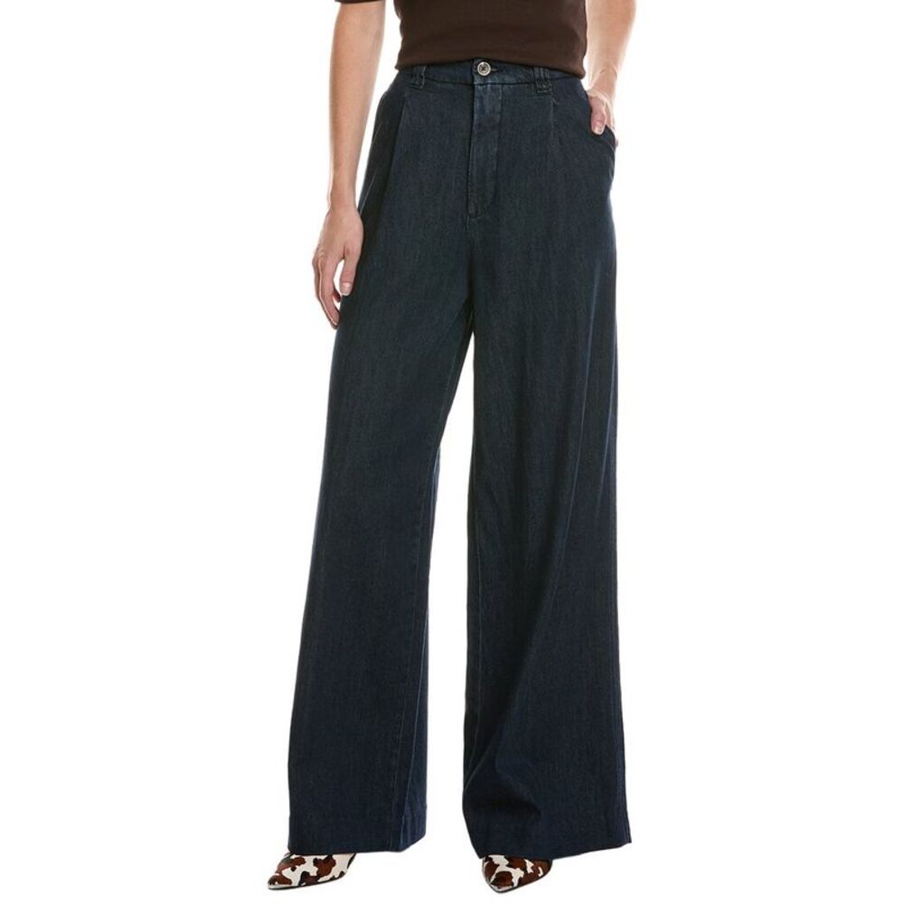 Dl1961 Womens Hepburn River Valley Pleated Wide Leg Jean, Blue